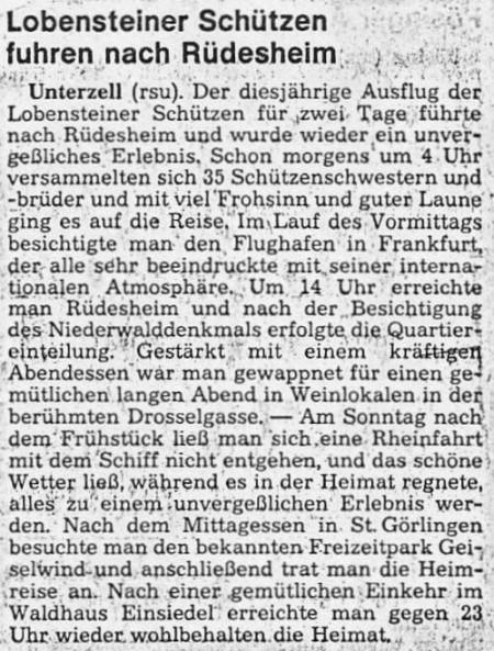 Zeitungsartikel Ausflug 1979