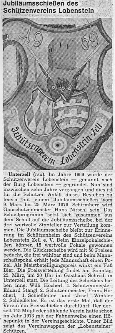 Zeitungsartikel Preisschieen 1979